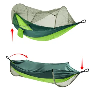 2 People Outdoor Camping Nylon Strong Hammock W Mosquito Net Travel Portable Backpack Hammock Max Load 400KG
