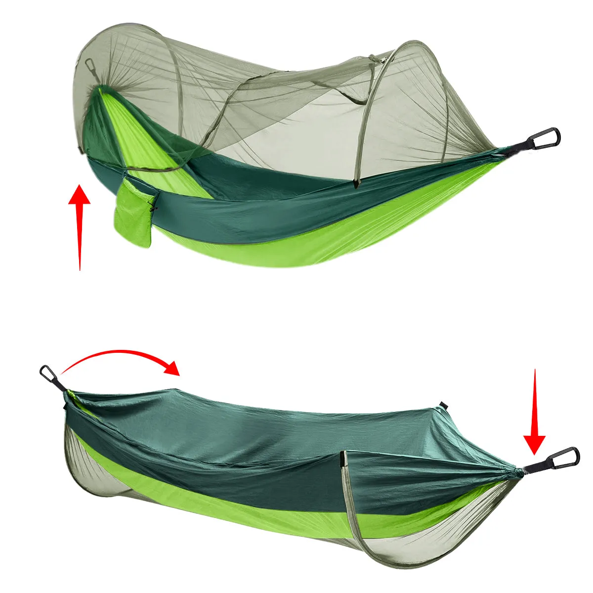 2 People Outdoor Camping Nylon Strong Hammock W Mosquito Net Travel Portable Backpack Hammock Max Load 400KG