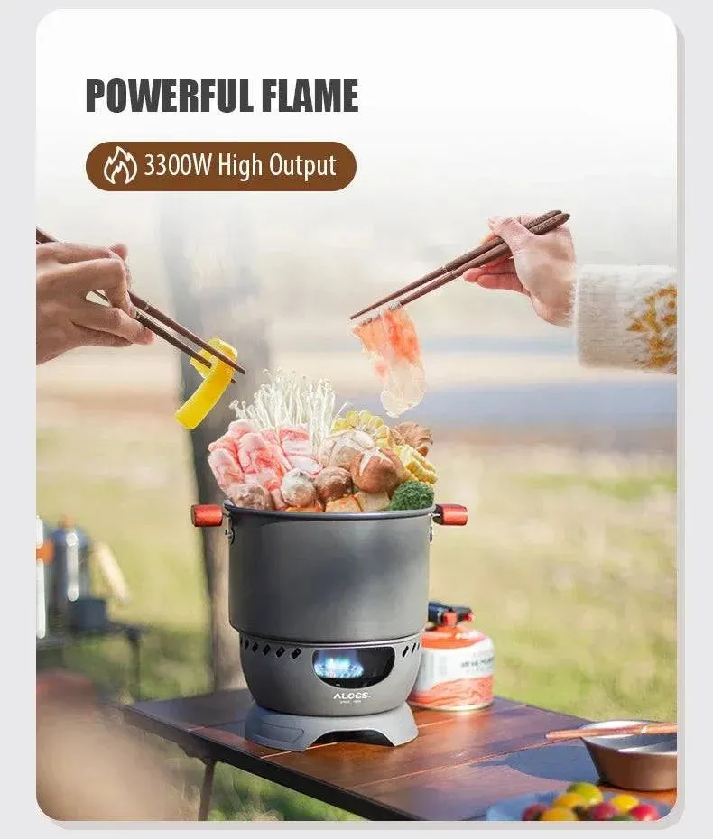 ALOCS  Wind Shield Camping Gas Stove Outdoor Hiking Butane Propane Burner for Backpacking Picnic Emergency Cooking