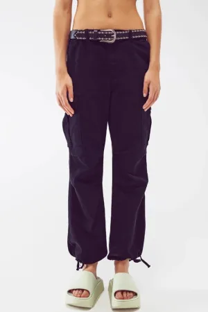 Cargo Pants With Tassel Ends In Black