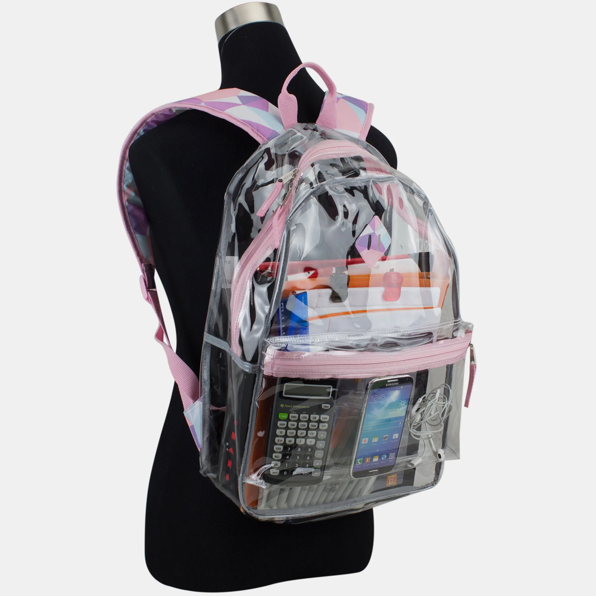 Clear Backpack with Printed Straps & Front Diamond Lash Tab