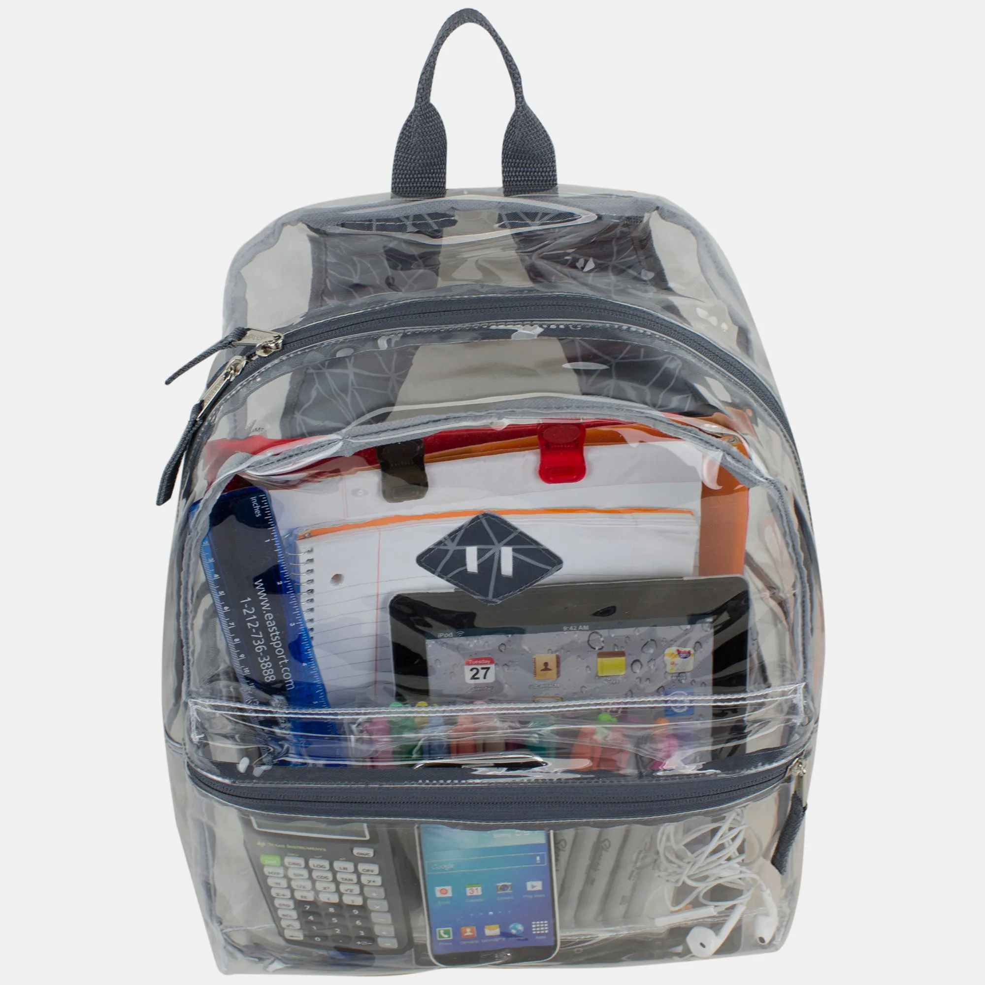 Clear Backpack with Printed Straps & Front Diamond Lash Tab