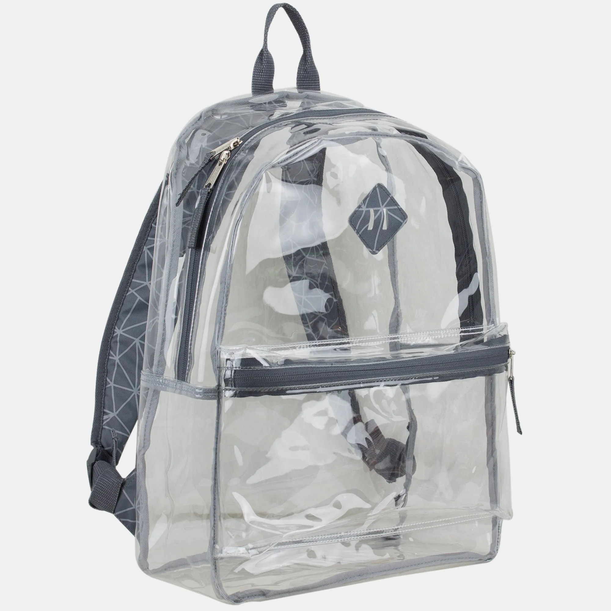 Clear Backpack with Printed Straps & Front Diamond Lash Tab