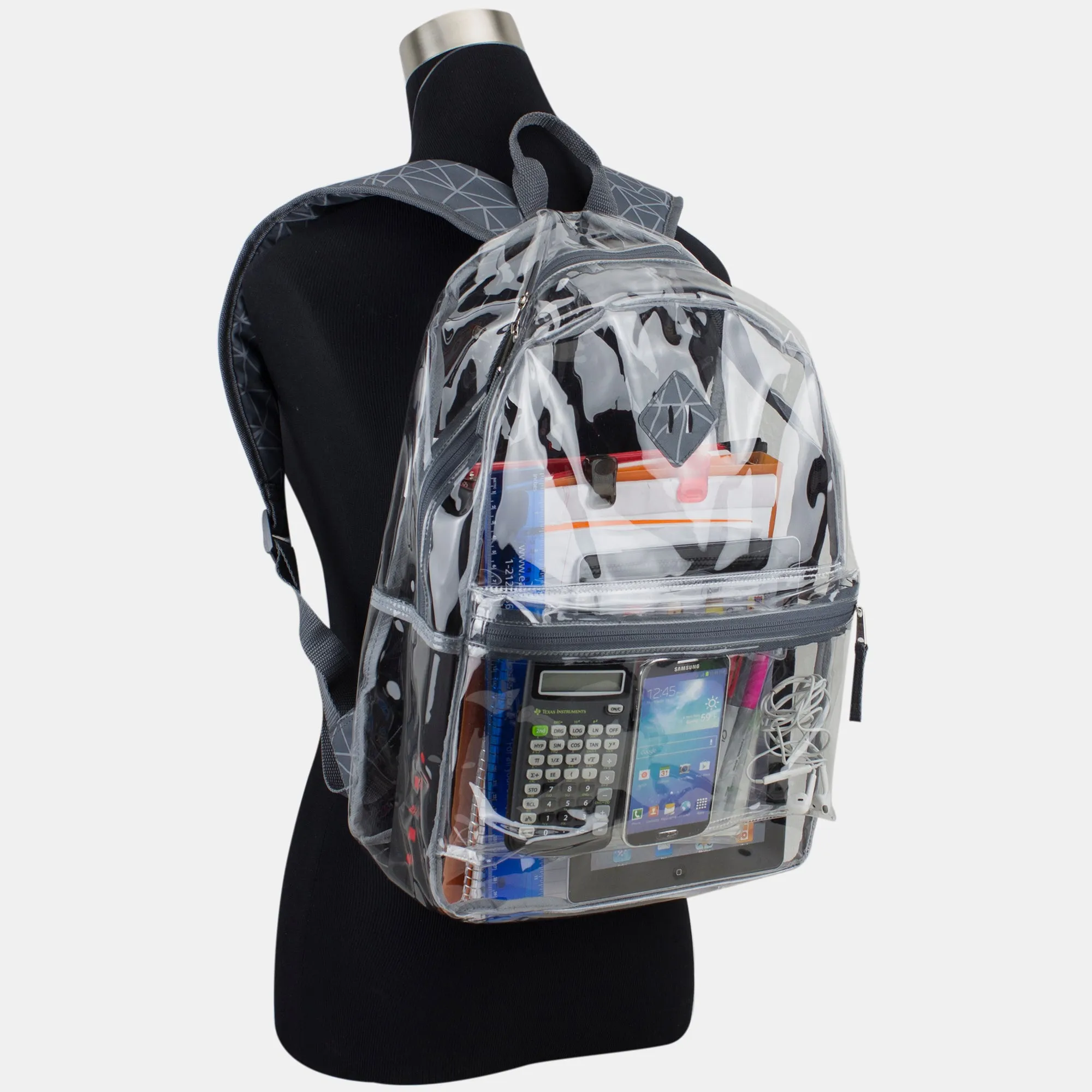 Clear Backpack with Printed Straps & Front Diamond Lash Tab