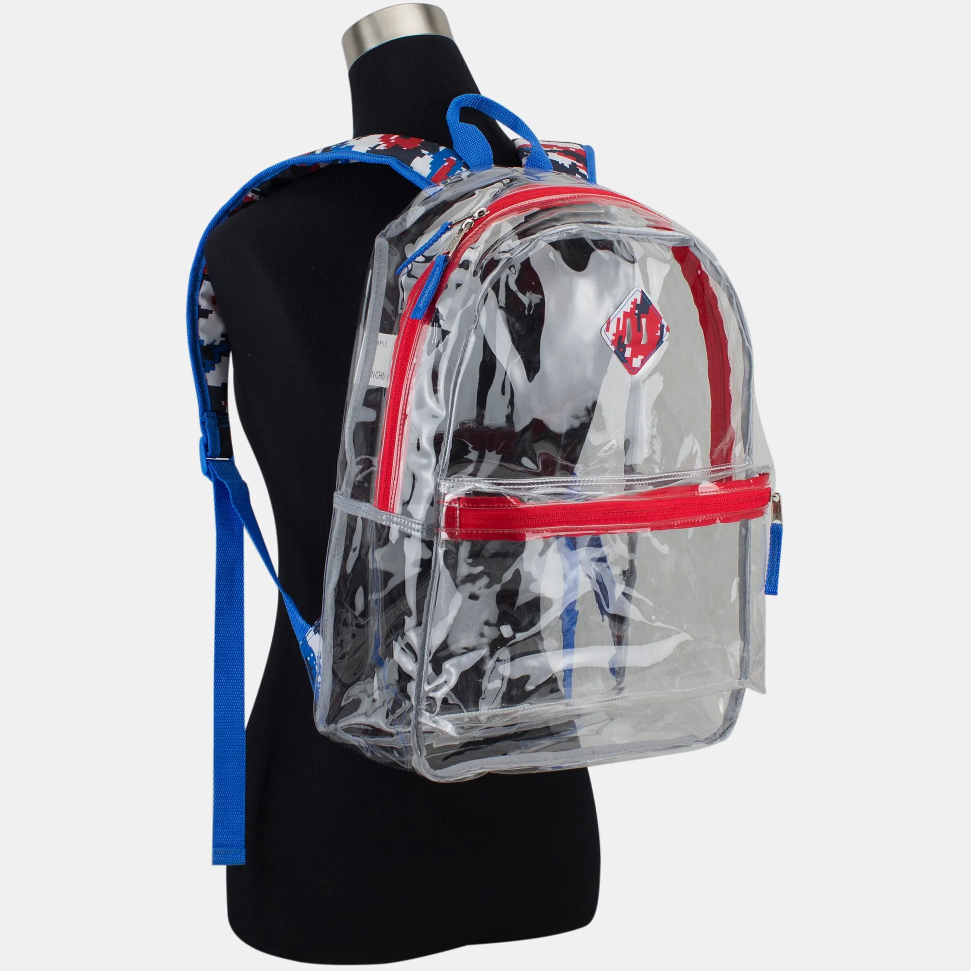 Clear Backpack with Printed Straps & Front Diamond Lash Tab