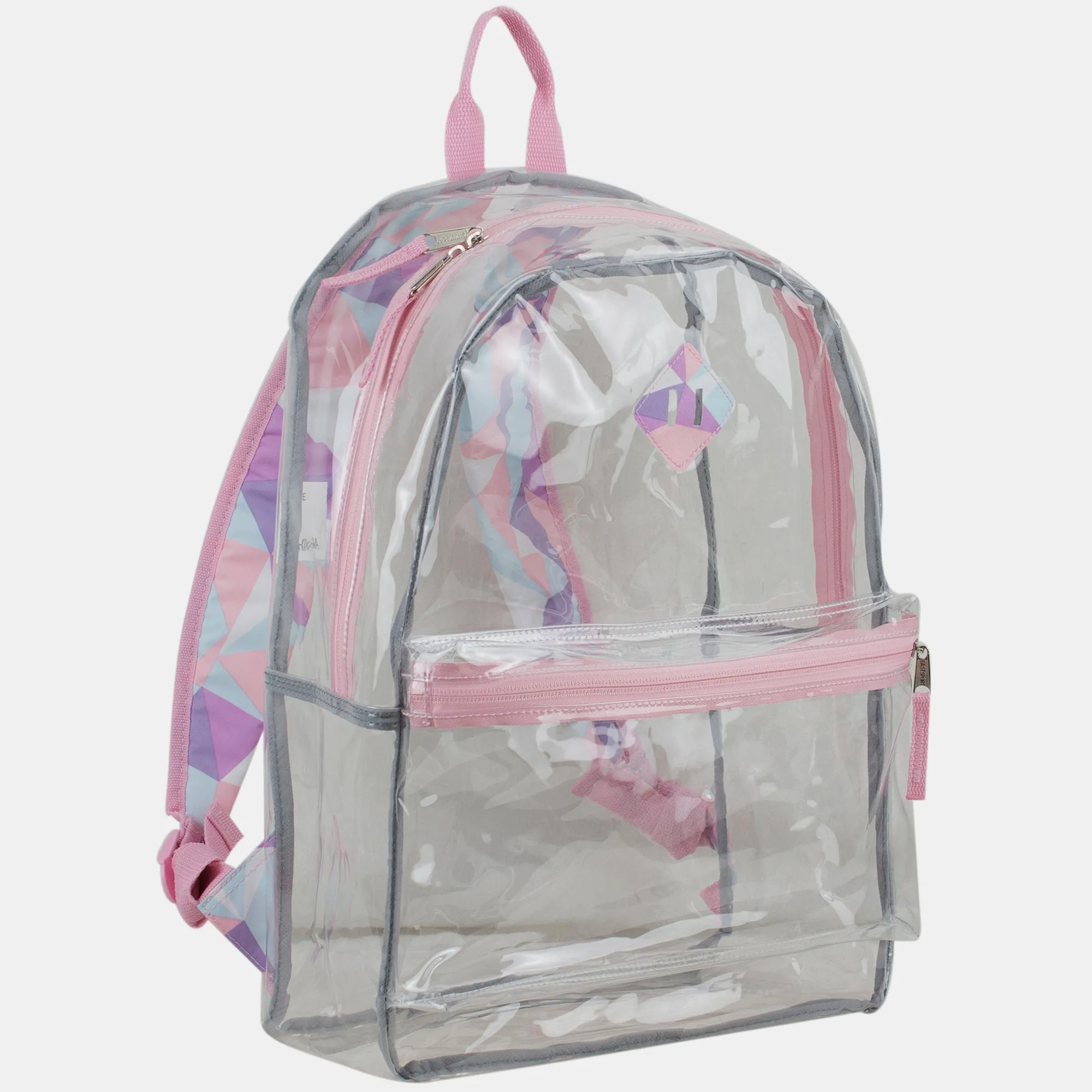 Clear Backpack with Printed Straps & Front Diamond Lash Tab