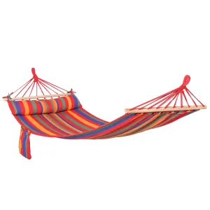 Cotton Hammock Soft Portable Swing SleepingWith Headrest & Side Pocket Deluxe Swing Chair for Beach Yard Bedroom Patio Porch 270 x 80 cm