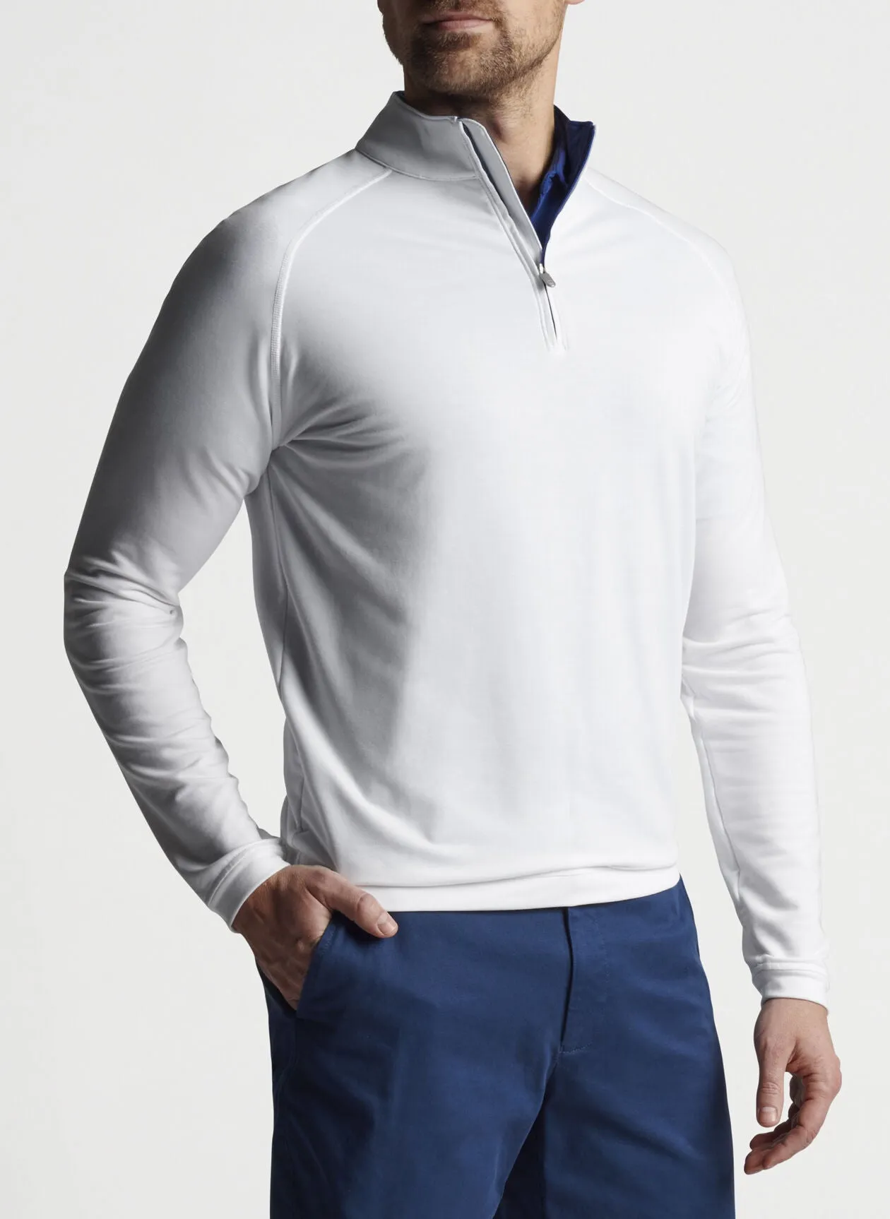 drirelease Natural Touch Quarter-Zip in White by Peter Millar