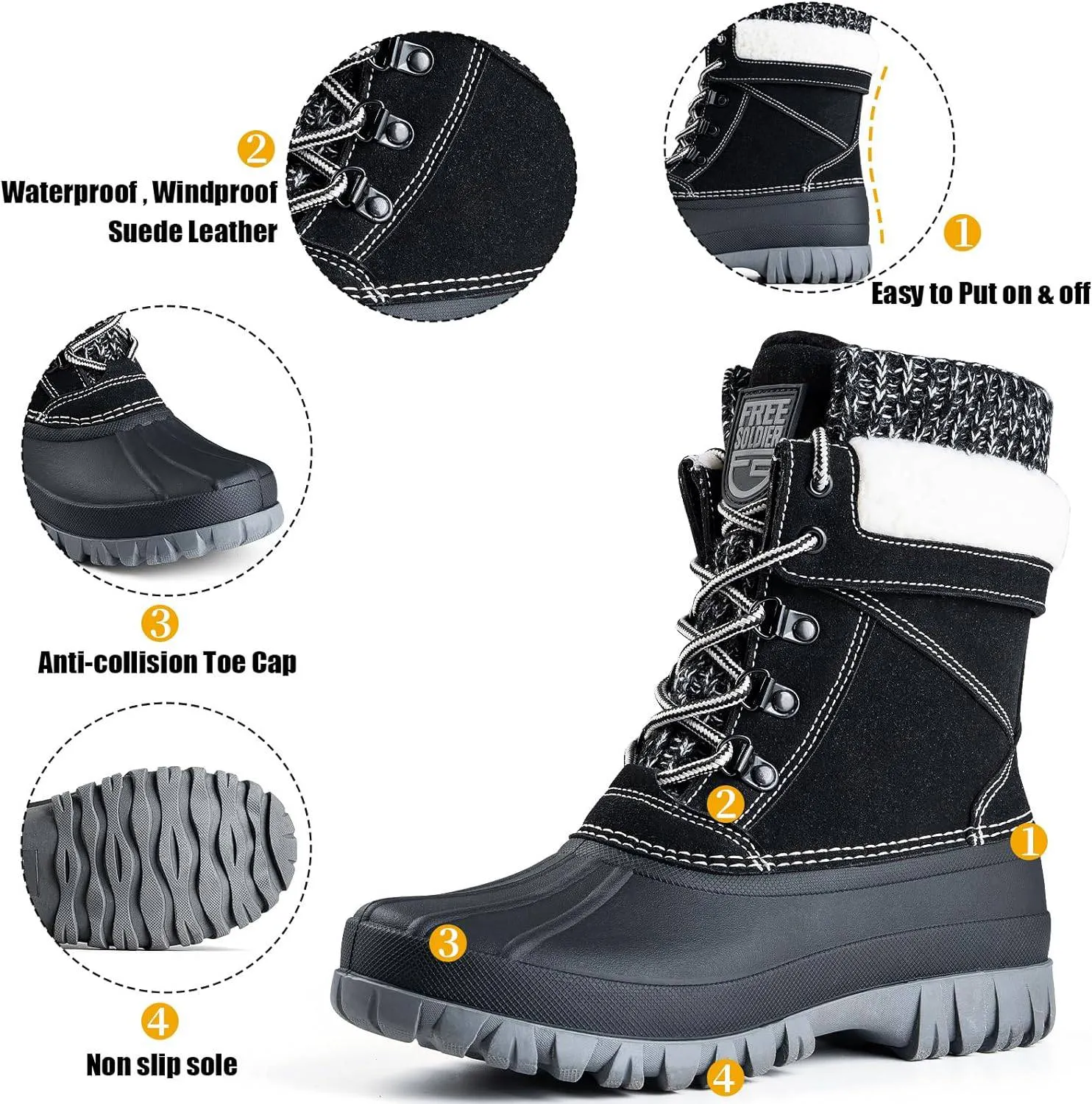 DROMA Women’s Waterproof Snow Hiking Boots