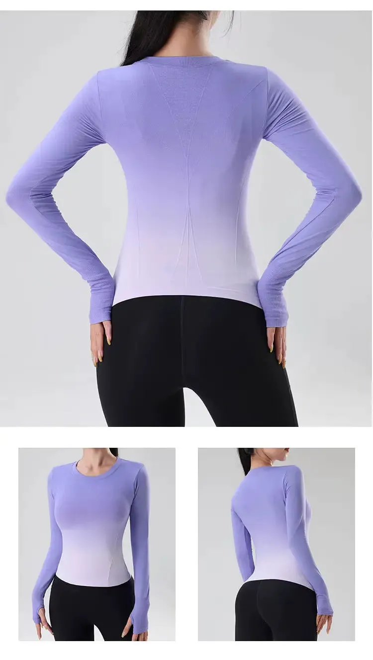 Gradient Color Yoga Top - Women’s Quick-Dry Activewear