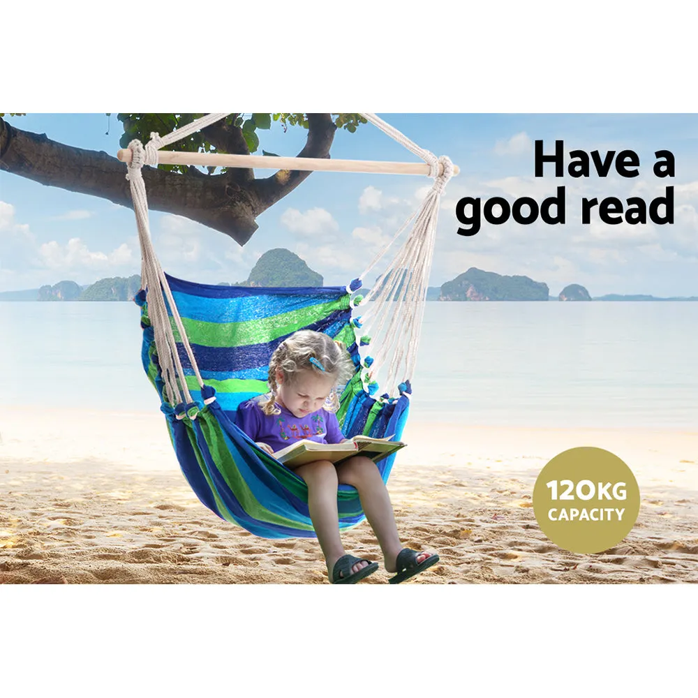 Hanging Hammock Chair Swing Indoor Outdoor Portable Camping Blue