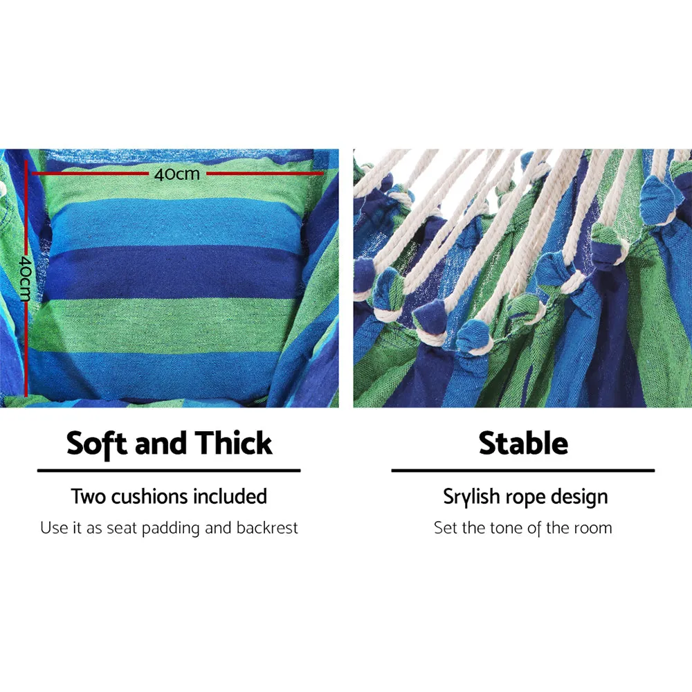 Hanging Hammock Chair Swing Indoor Outdoor Portable Camping Blue
