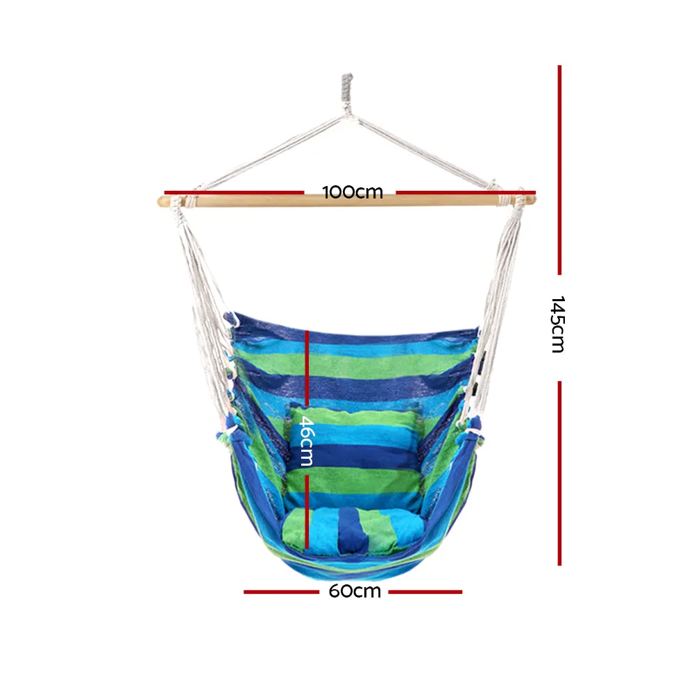Hanging Hammock Chair Swing Indoor Outdoor Portable Camping Blue