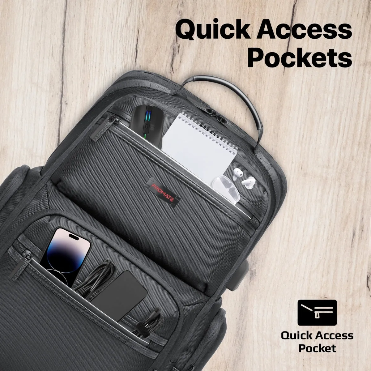 Heavy Duty Lightweight Backpack for 15.6” Laptops with Compartments