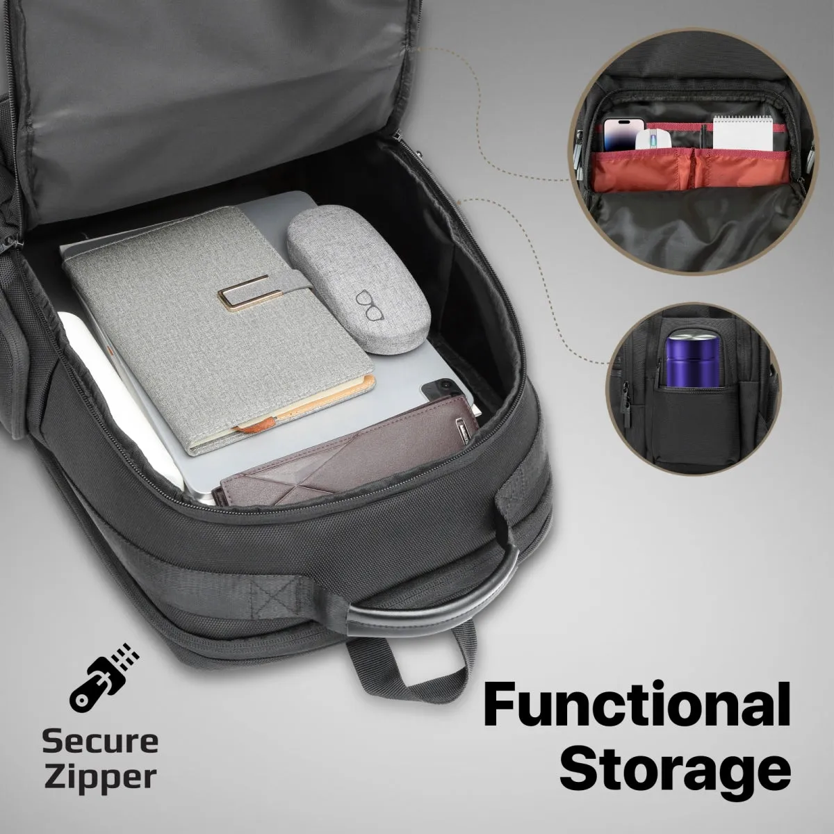 Heavy Duty Lightweight Backpack for 15.6” Laptops with Compartments
