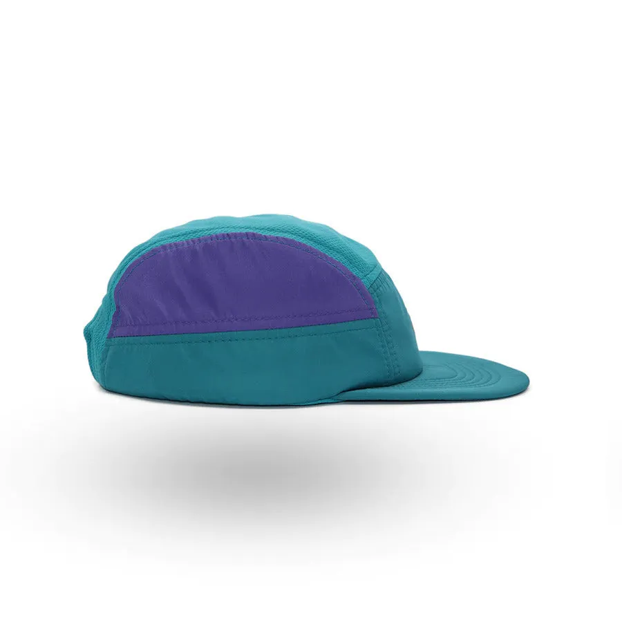 Helios Ultralight 7 Panel Running Cap | Soft Brim | Teal / Purple