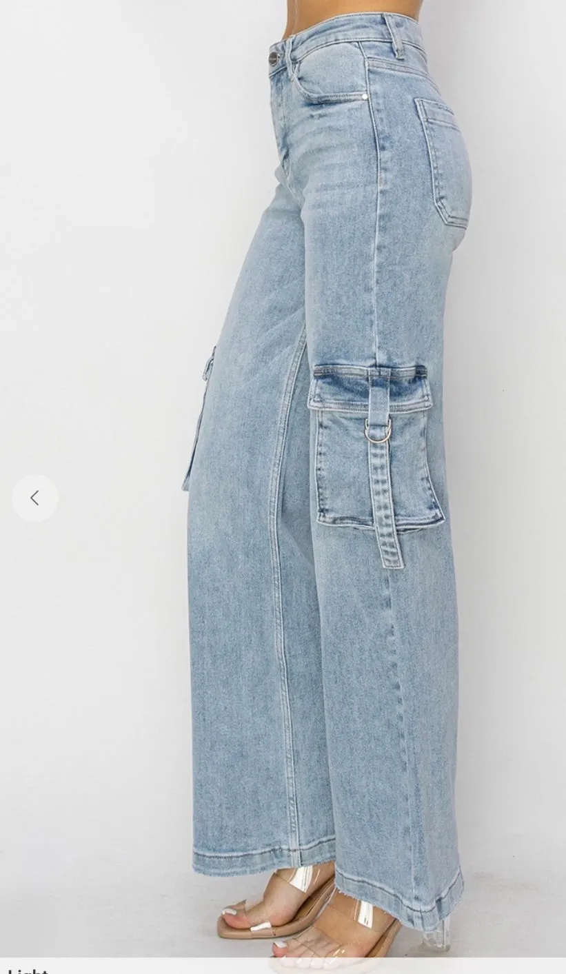 High Rise Wide Leg Cargo Pants(LT5528)(See Description)