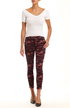 JULIETTE SKINNY CARGO IN PLUM CAMOUFLAGE