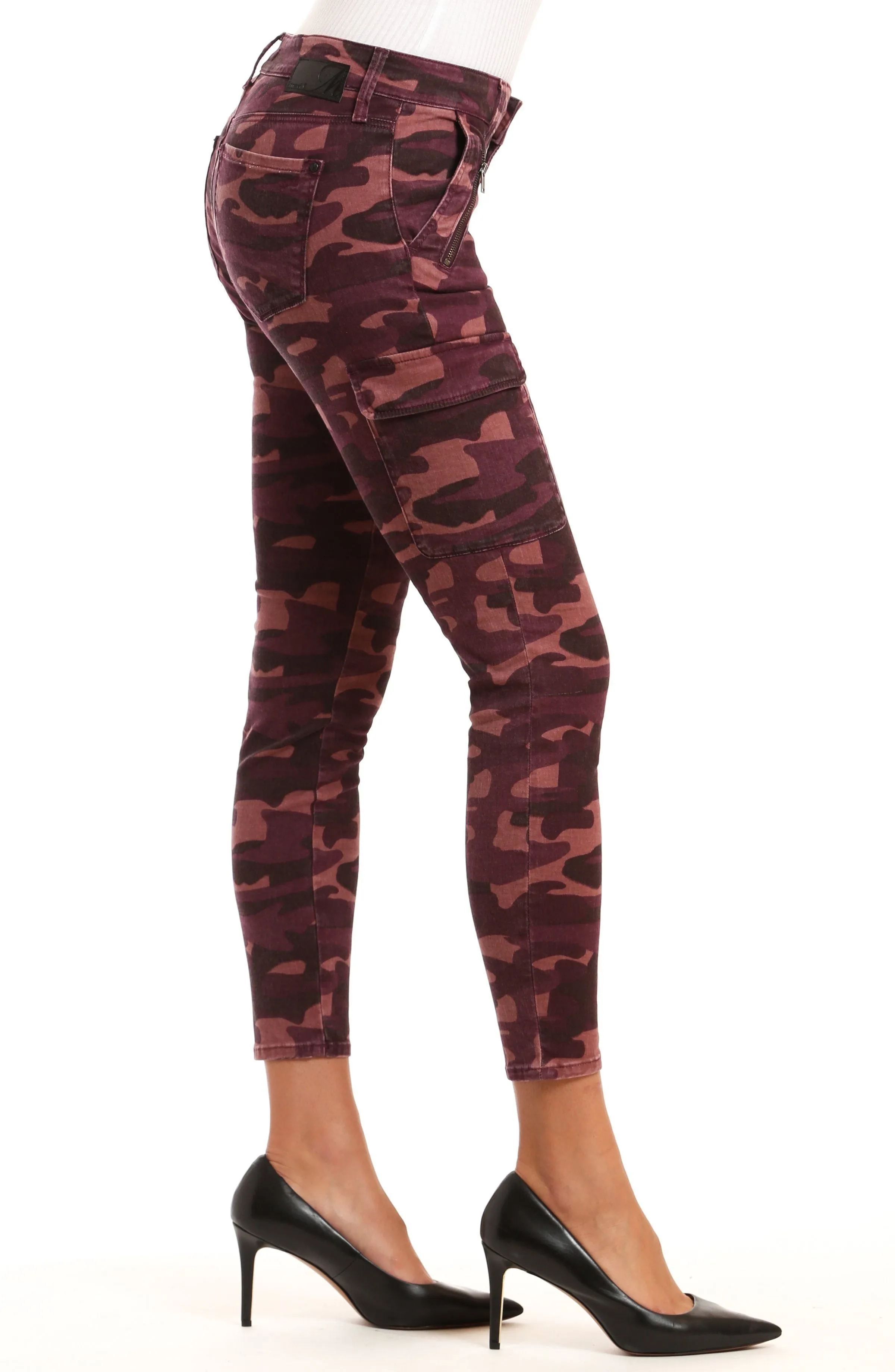 JULIETTE SKINNY CARGO IN PLUM CAMOUFLAGE