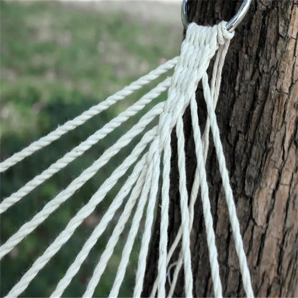Outdoor Wooden Stick Cotton Rope Hammock Swing Hanging Sleep Bed Netting