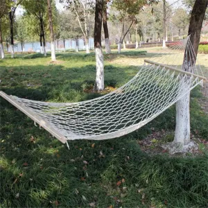 Outdoor Wooden Stick Cotton Rope Hammock Swing Hanging Sleep Bed Netting