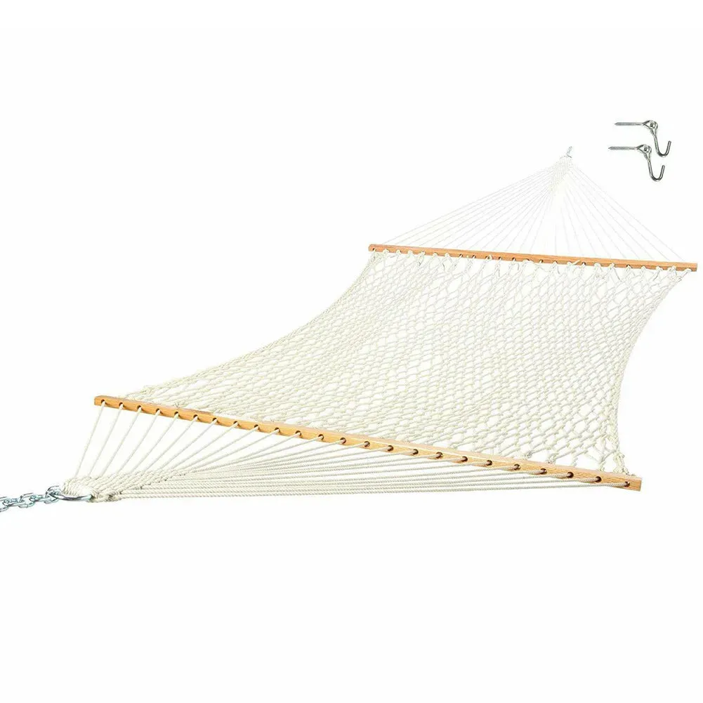 Outdoor Wooden Stick Cotton Rope Hammock Swing Hanging Sleep Bed Netting