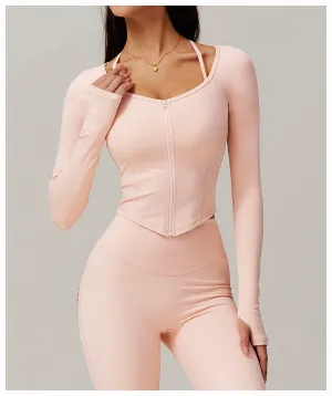 Quick-Dry Zip-Up Compression Long Sleeve Top