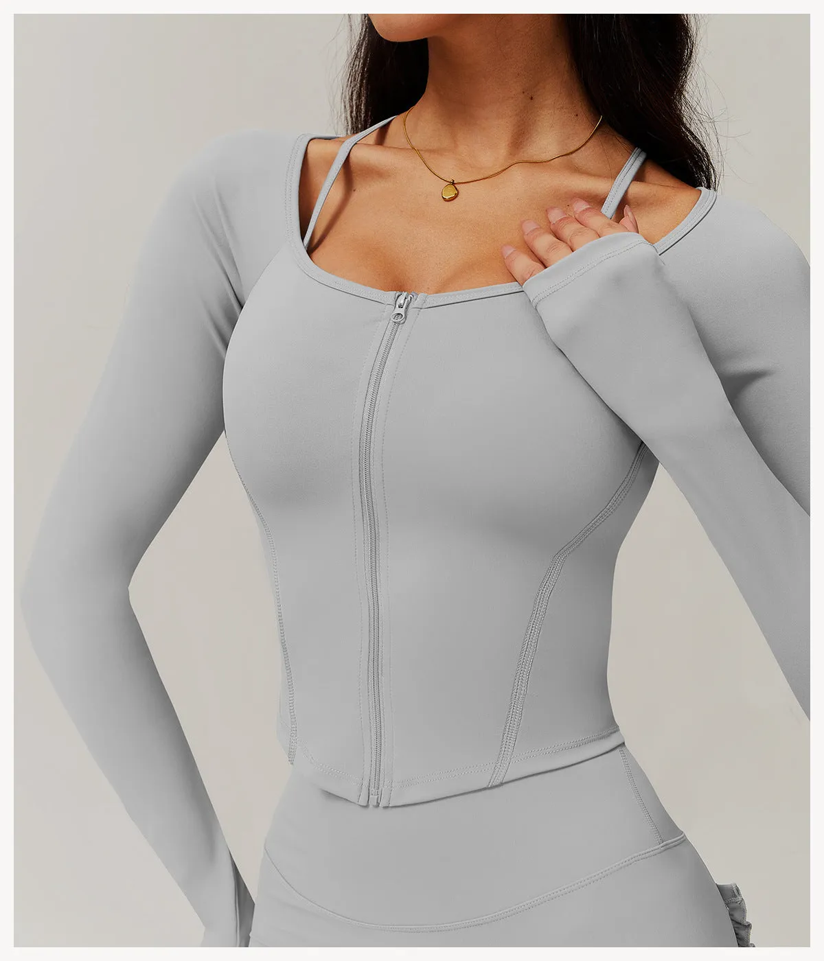 Quick-Dry Zip-Up Compression Long Sleeve Top