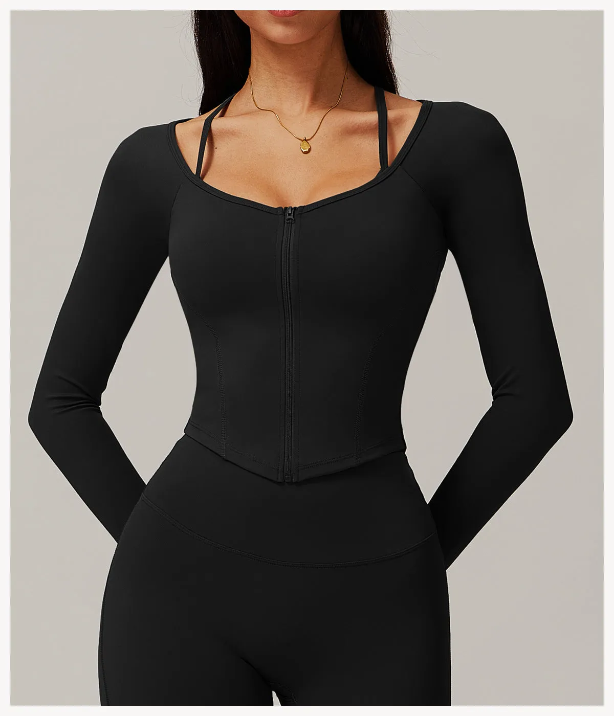 Quick-Dry Zip-Up Compression Long Sleeve Top
