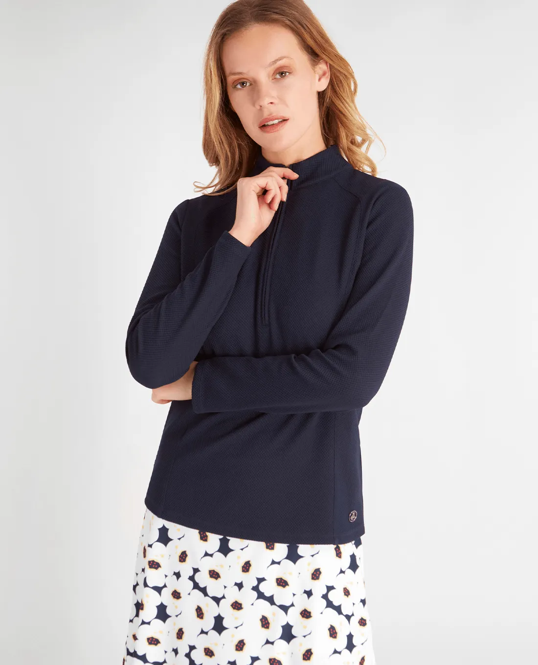 SIZE 16 - GREEN LAMB Neve Zip Neck Top 023 Navy