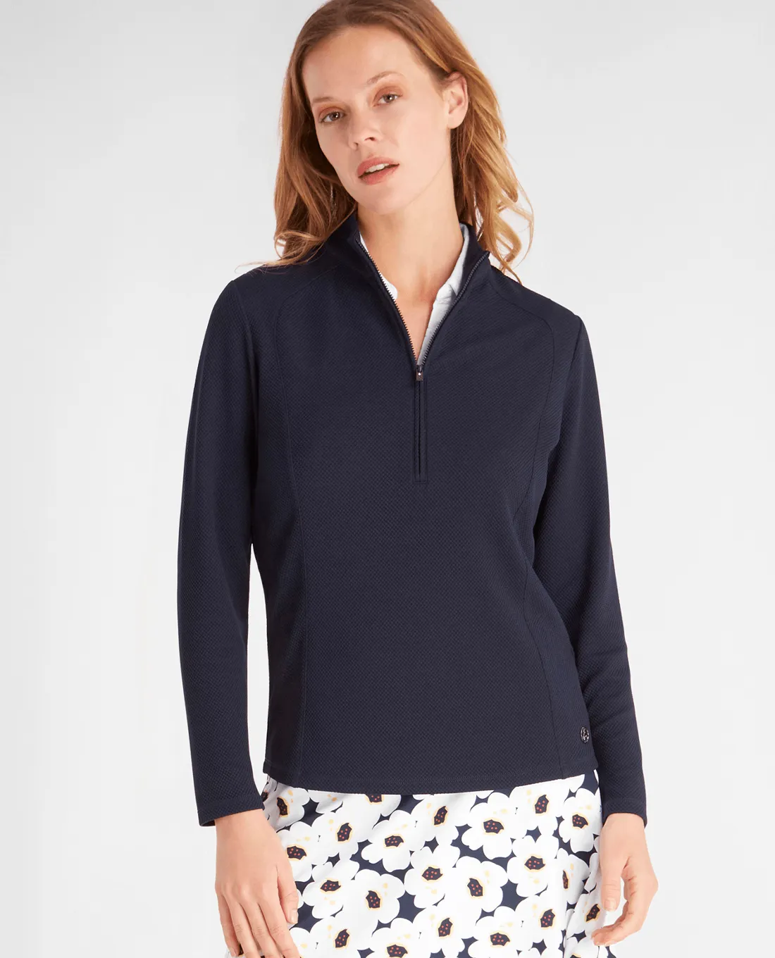 SIZE 16 - GREEN LAMB Neve Zip Neck Top 023 Navy