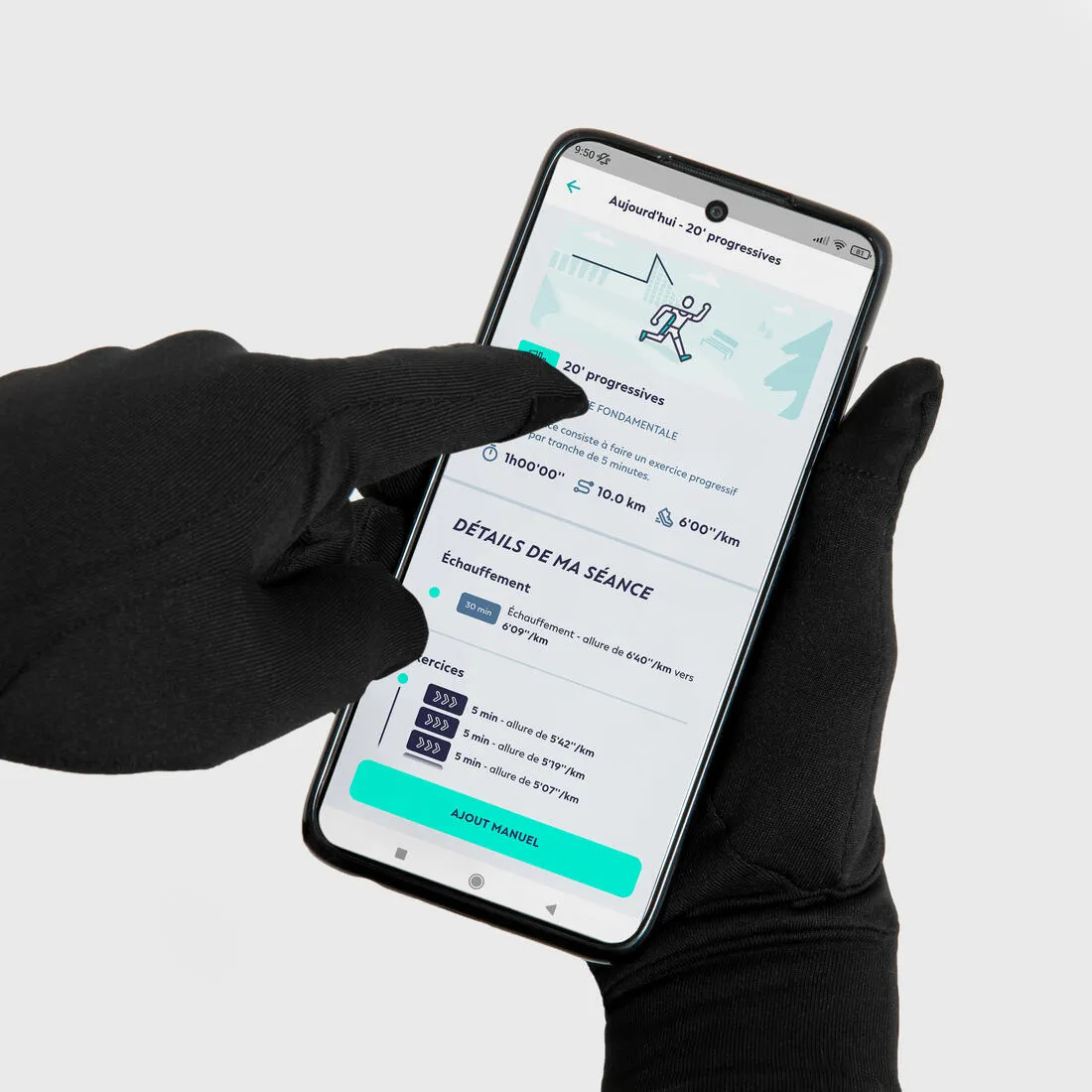 Touchscreen Running Gloves V2 - 100 Black