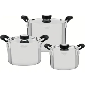 Tramontina Brazil  Grano Compact 6 Pieces Stainless Steel Cookware Set with Tri-ply Body and Bakelite Handles