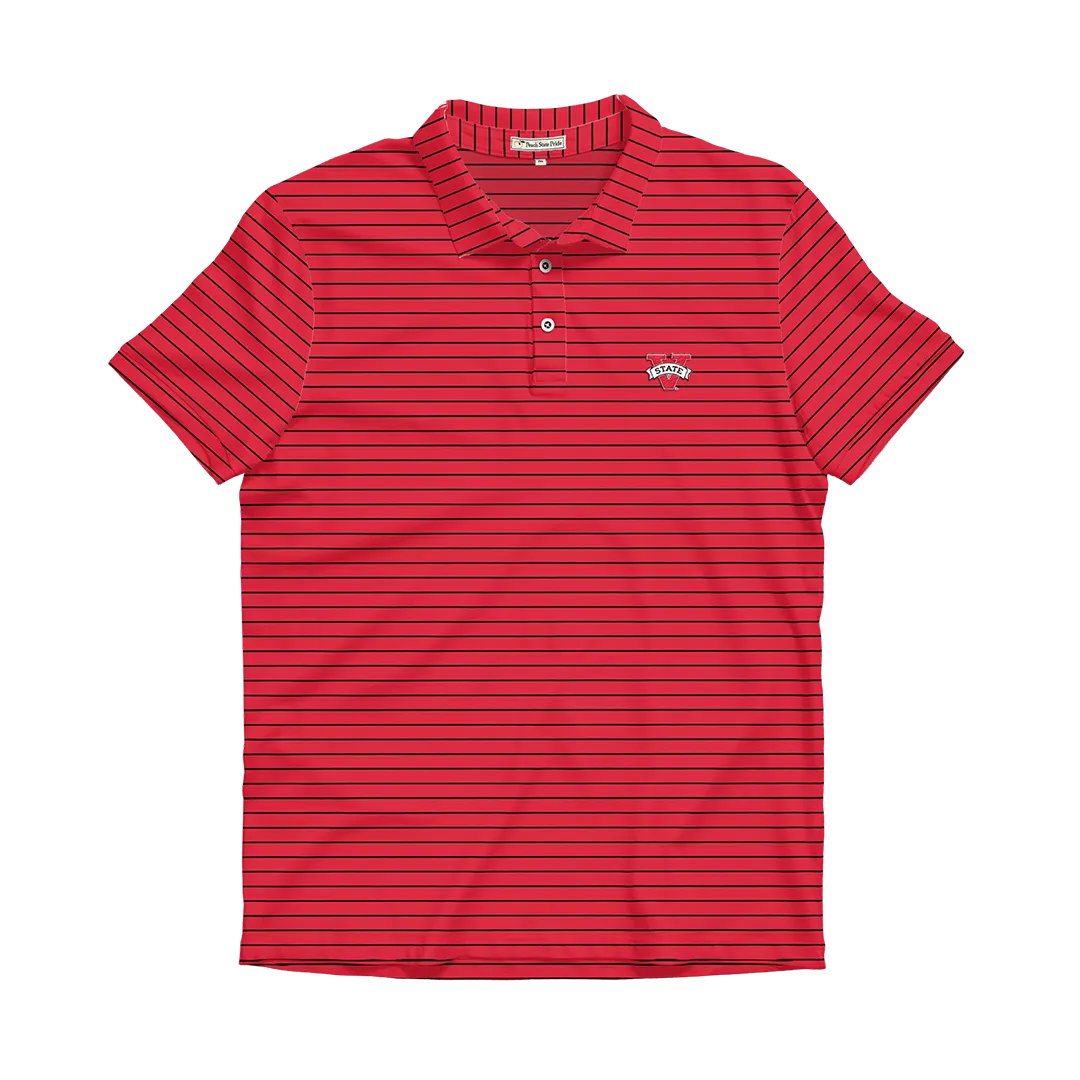 VSU Red & Black Stripe Performance Polo - Self Collar
